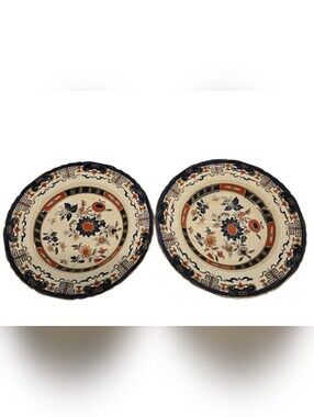 Set of 2 Antique  Mason's Ironstone‎ dinner plates in the "Windsor" pattern